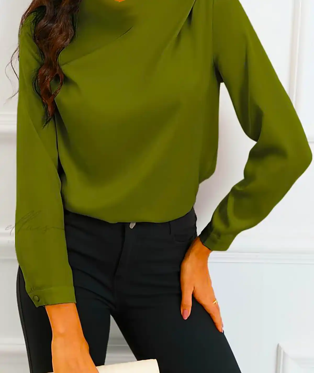 پیراهن کرپ سبز جنگلی