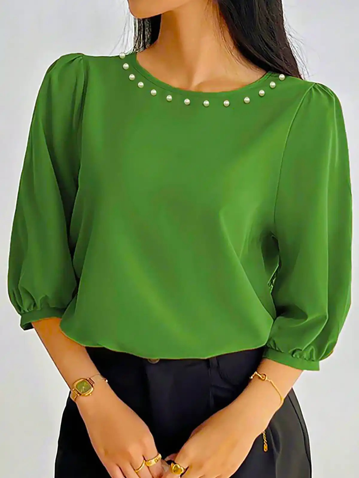 پیراهن کرپ سبز جنگلی