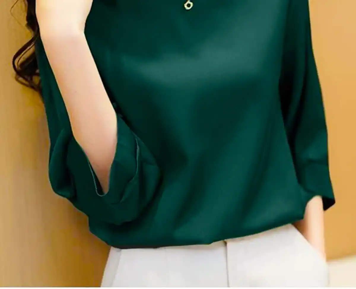 پیراهن کرپ سبز جنگلی