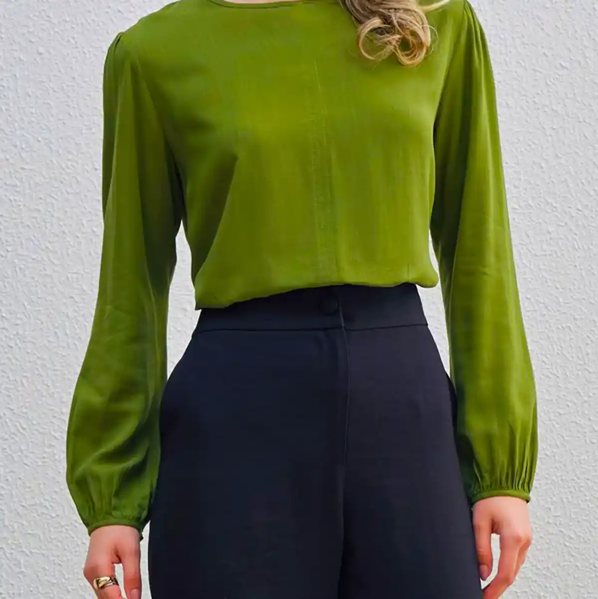 پیراهن کرپ سبز جنگلی