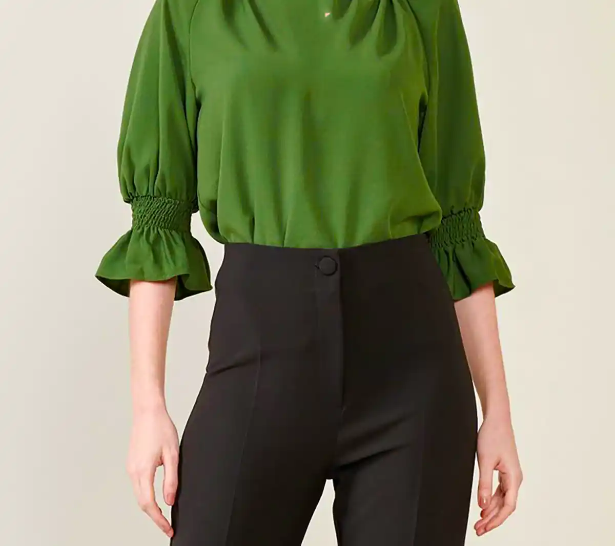 پیراهن کرپ سبز جنگلی