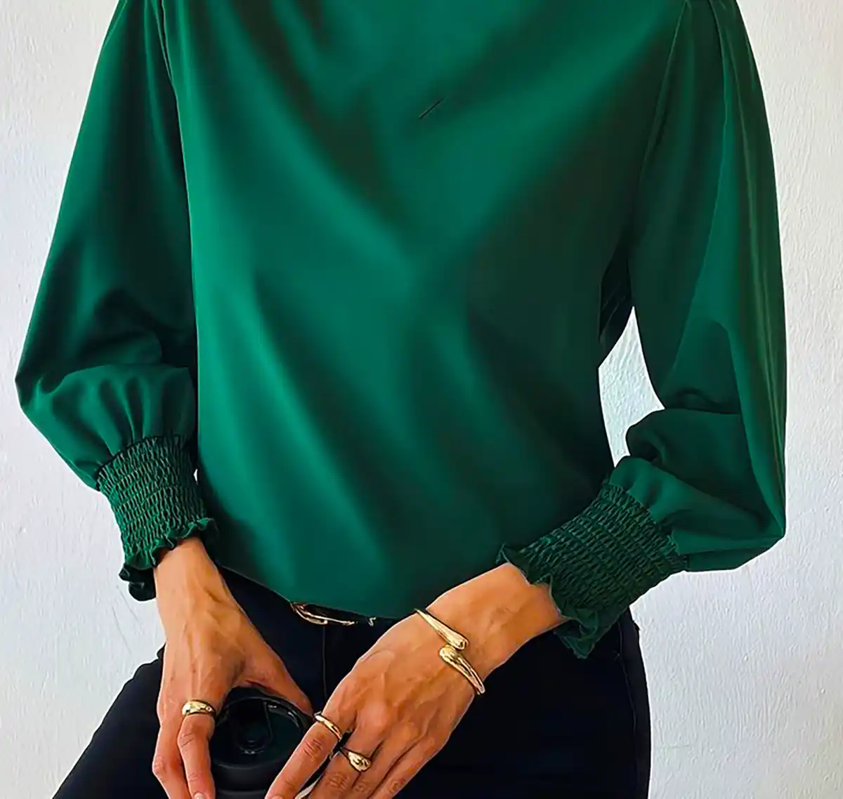 پیراهن کرپ سبز جنگلی