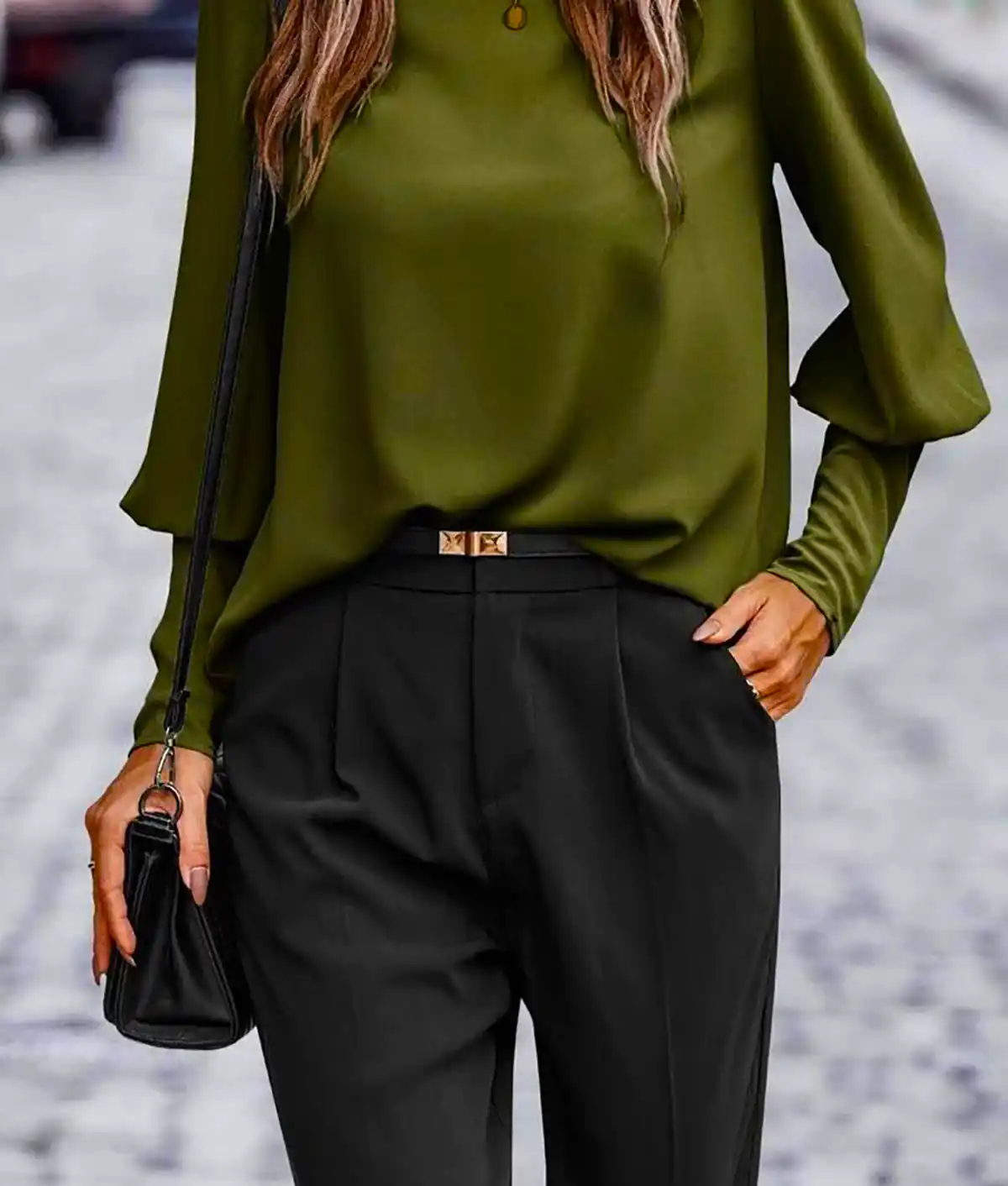 پیراهن کرپ سبز جنگلی