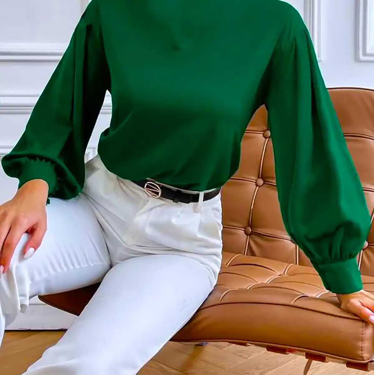 پیراهن کرپ سبز جنگلی