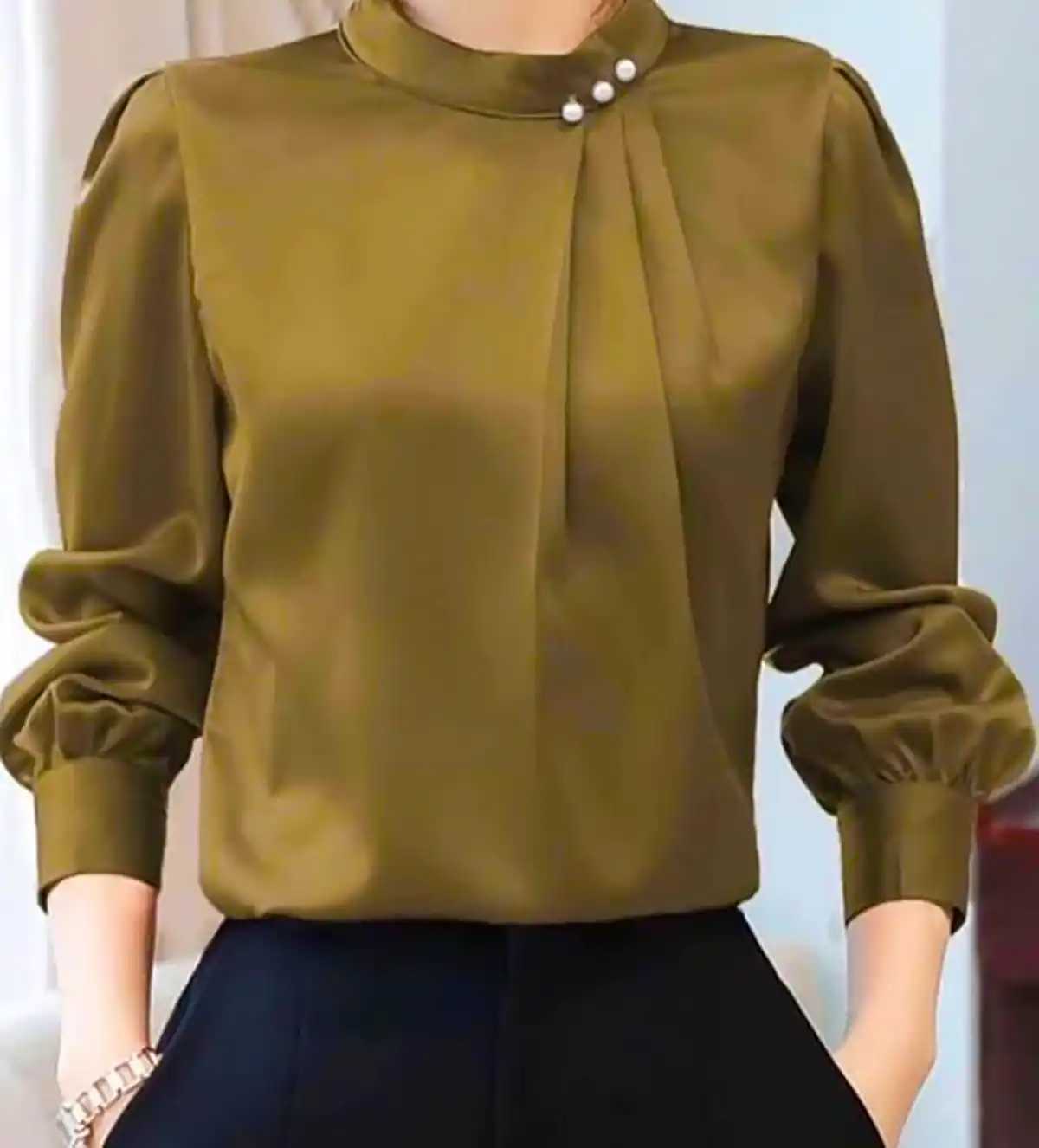 پیراهن کرپ سبز جنگلی