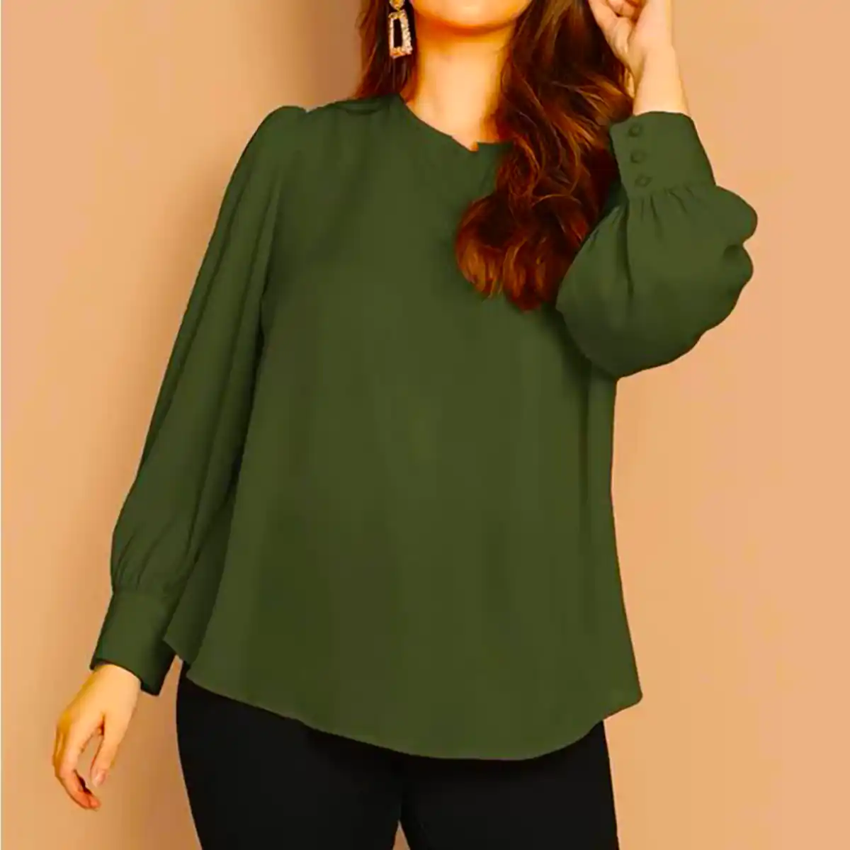 پیراهن کرپ سبز جنگلی