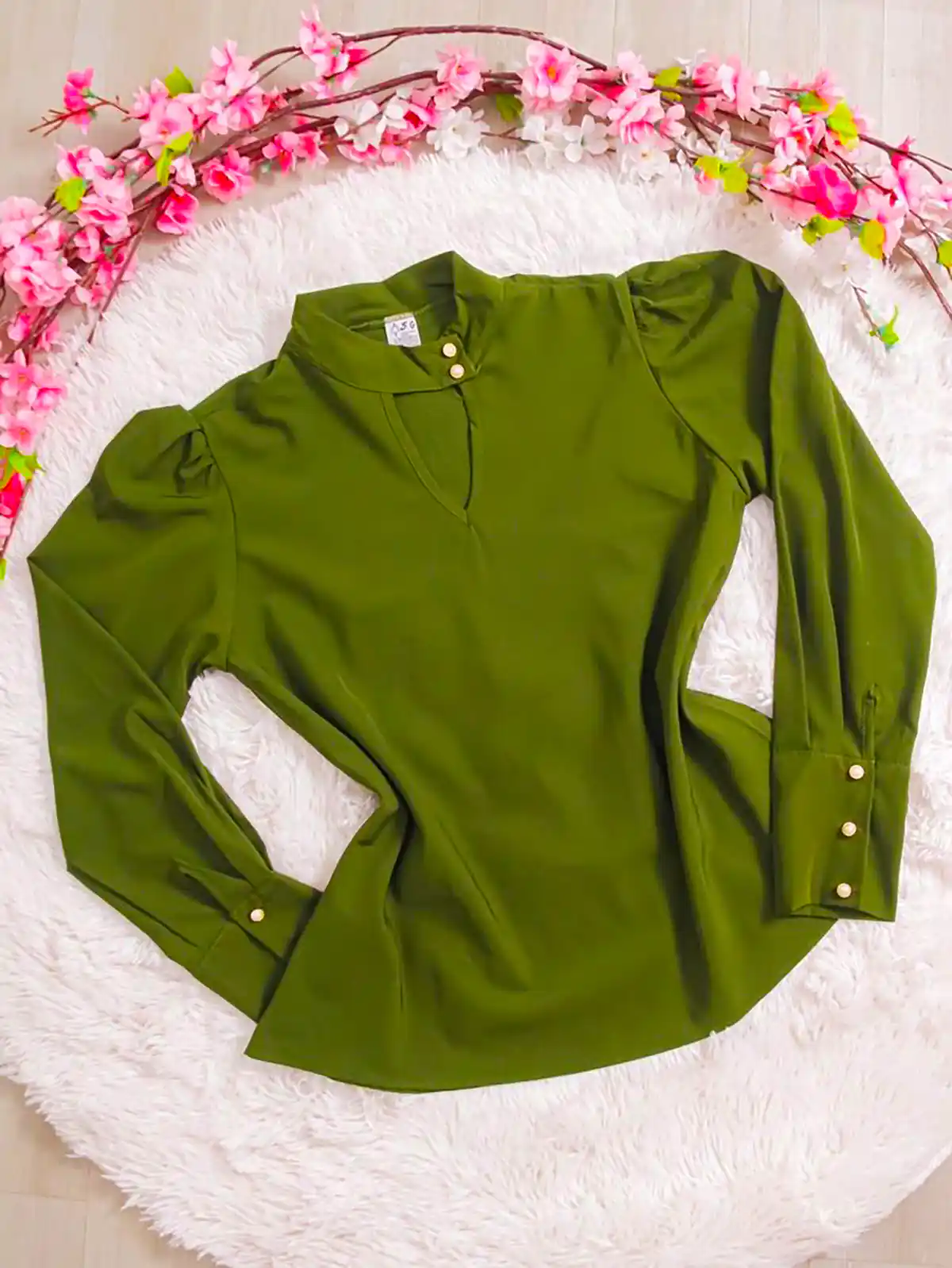 پیراهن کرپ سبز جنگلی