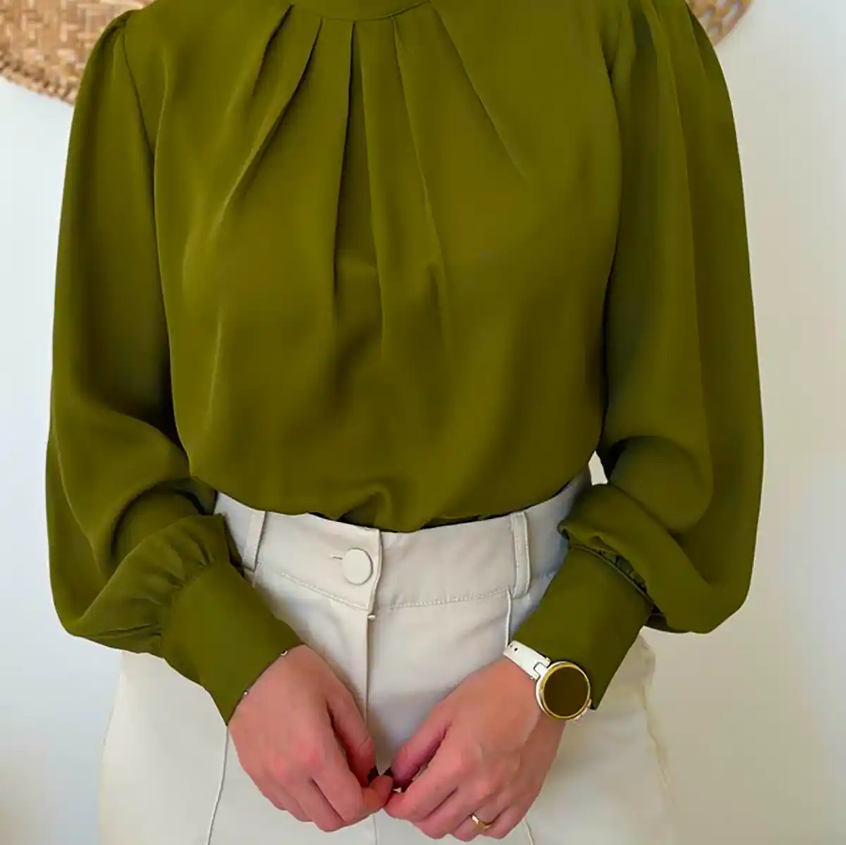 پیراهن کرپ سبز جنگلی