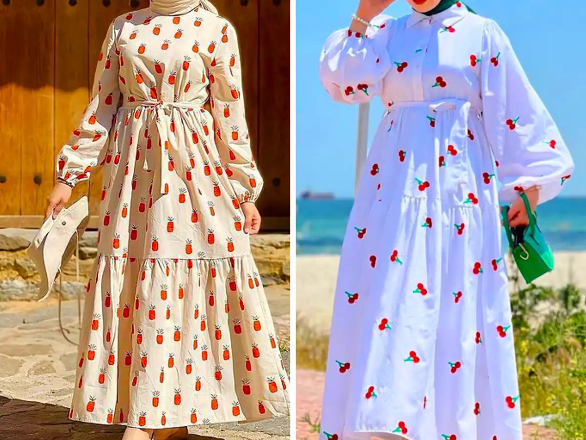 پیراهن طرحدار زمینه سفید