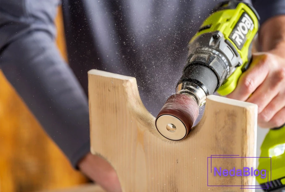 سنباده زنی روی چوب با دریل 