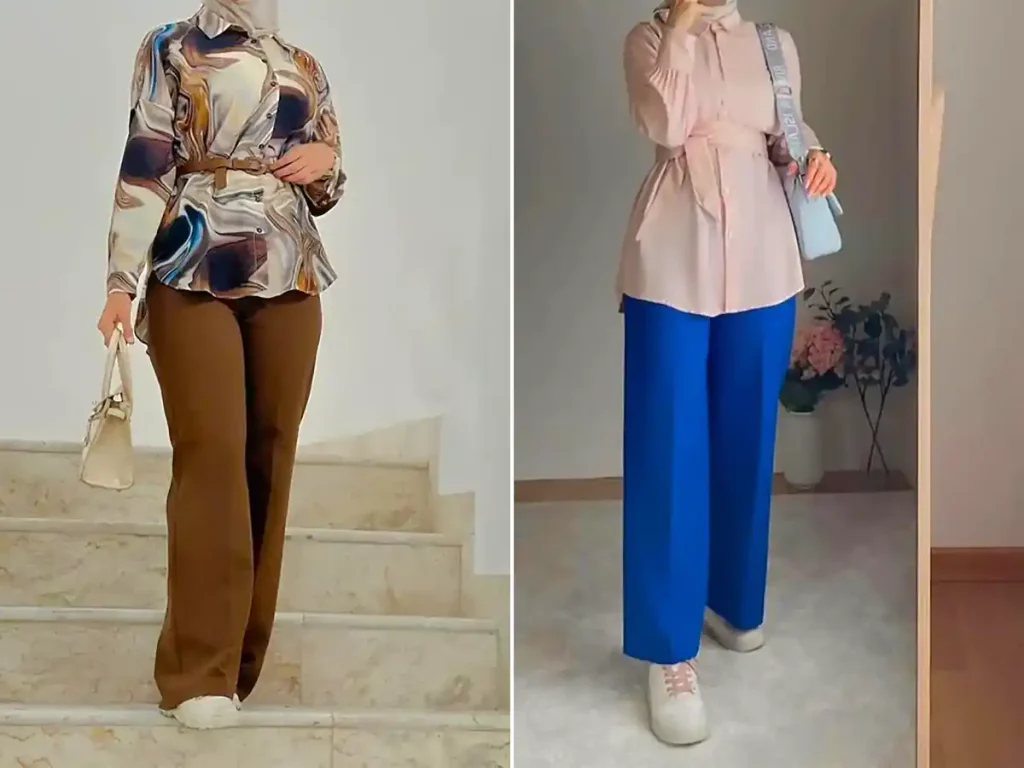 شومیز شلوار زنانه طرح دار شیک