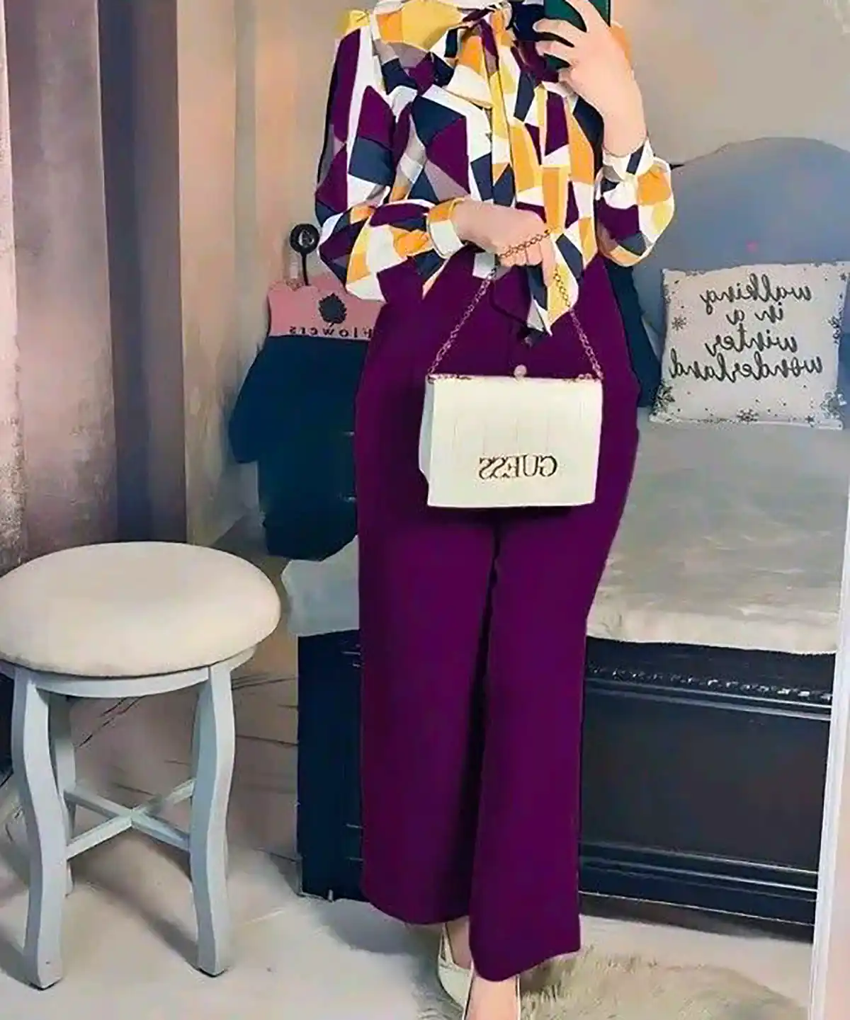 شومیز شلوار زنانه طرح دار شیک