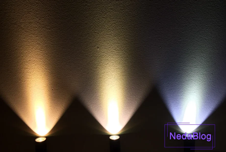 نمایش نورپردازی چراغ قوه دستی در طیف نوری مختلف