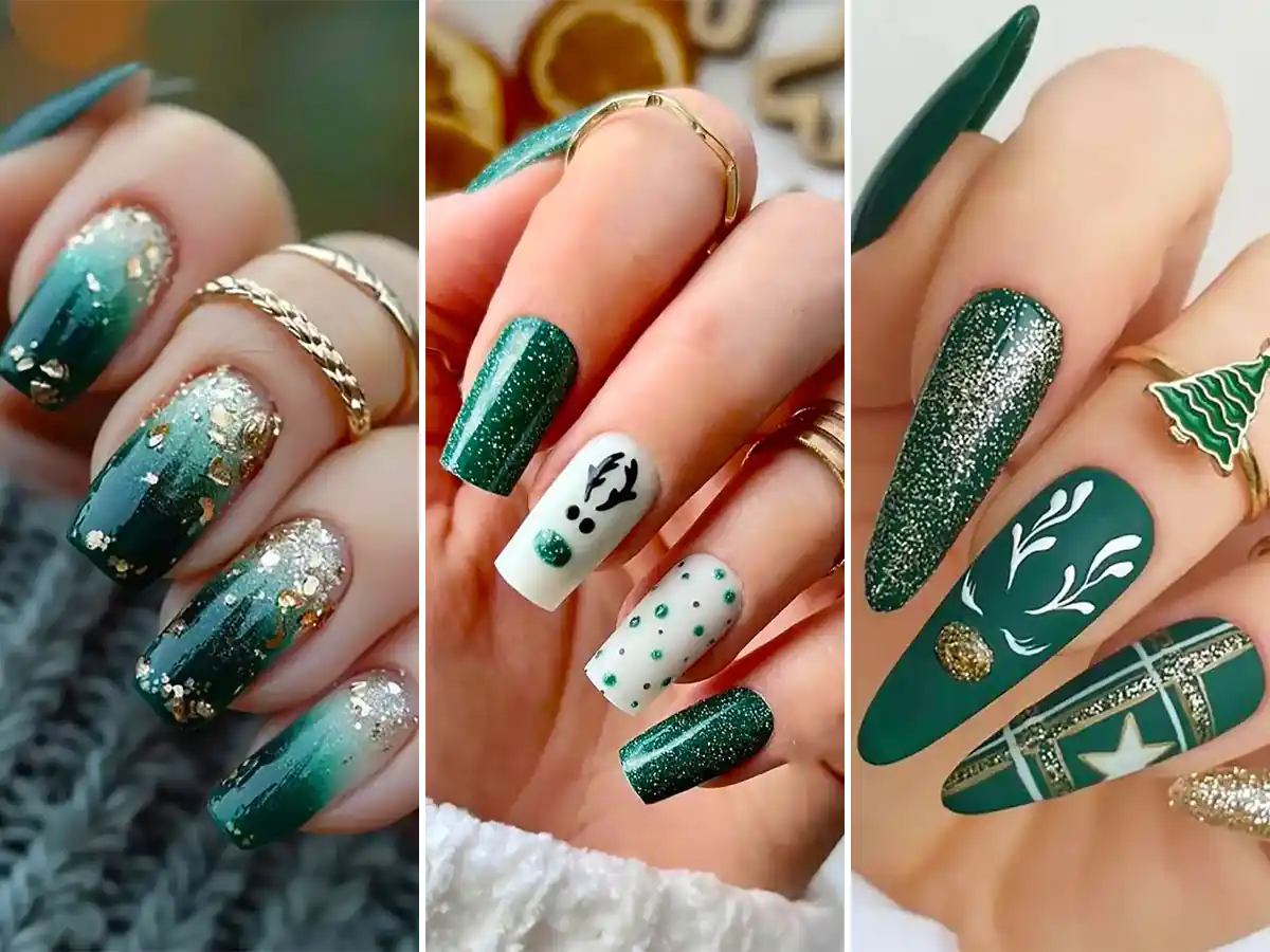 طراحی ناخن سبز شیک