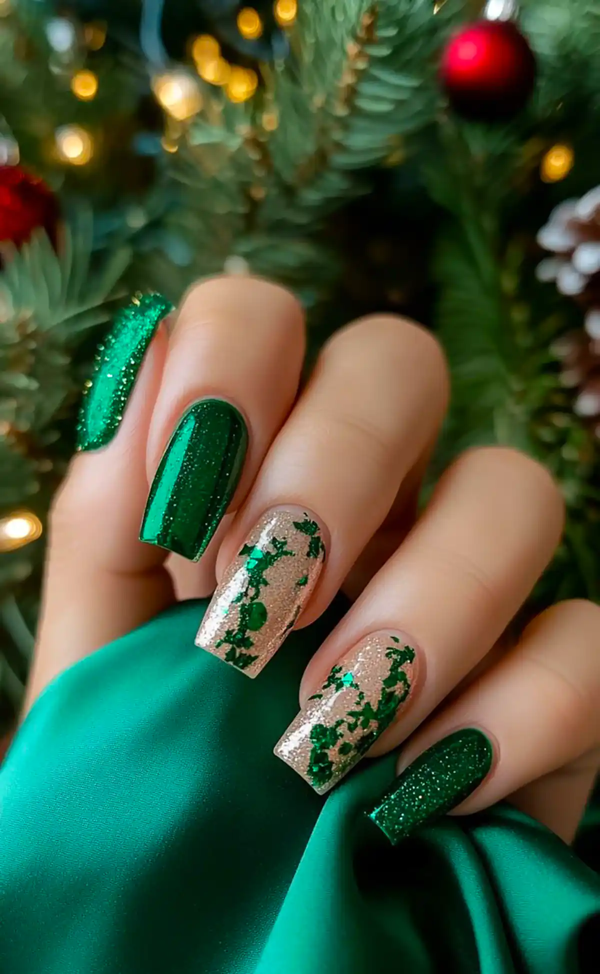 طراحی ناخن سبز شیک