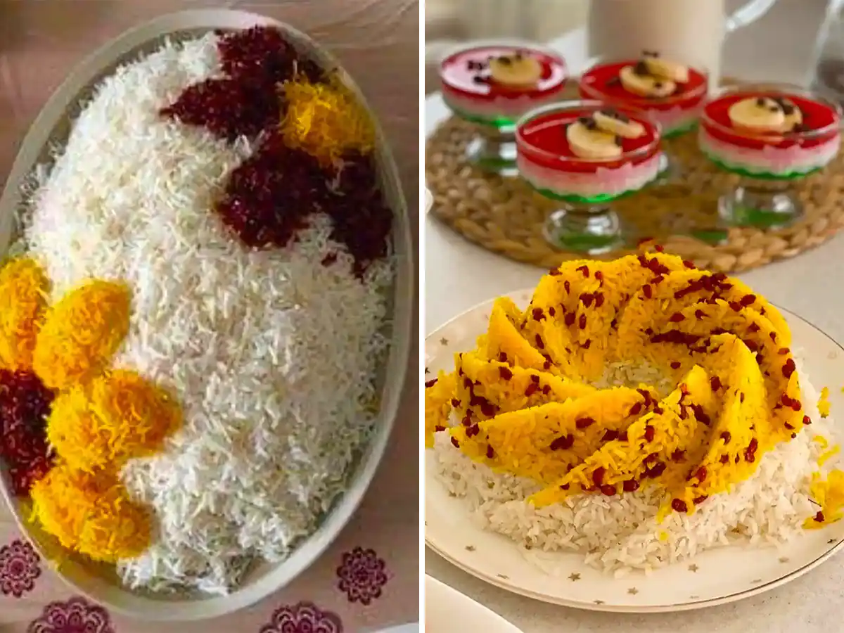 تزئین پلو مجلسی شیک