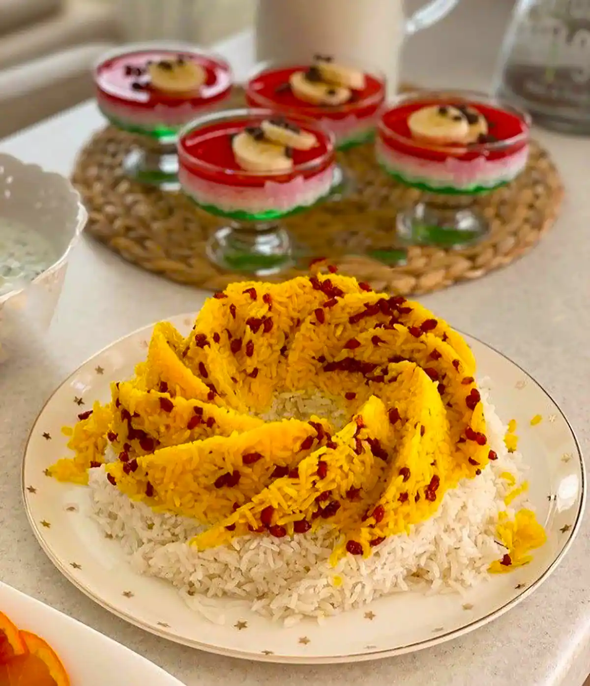تزئین پلو مجلسی شیک