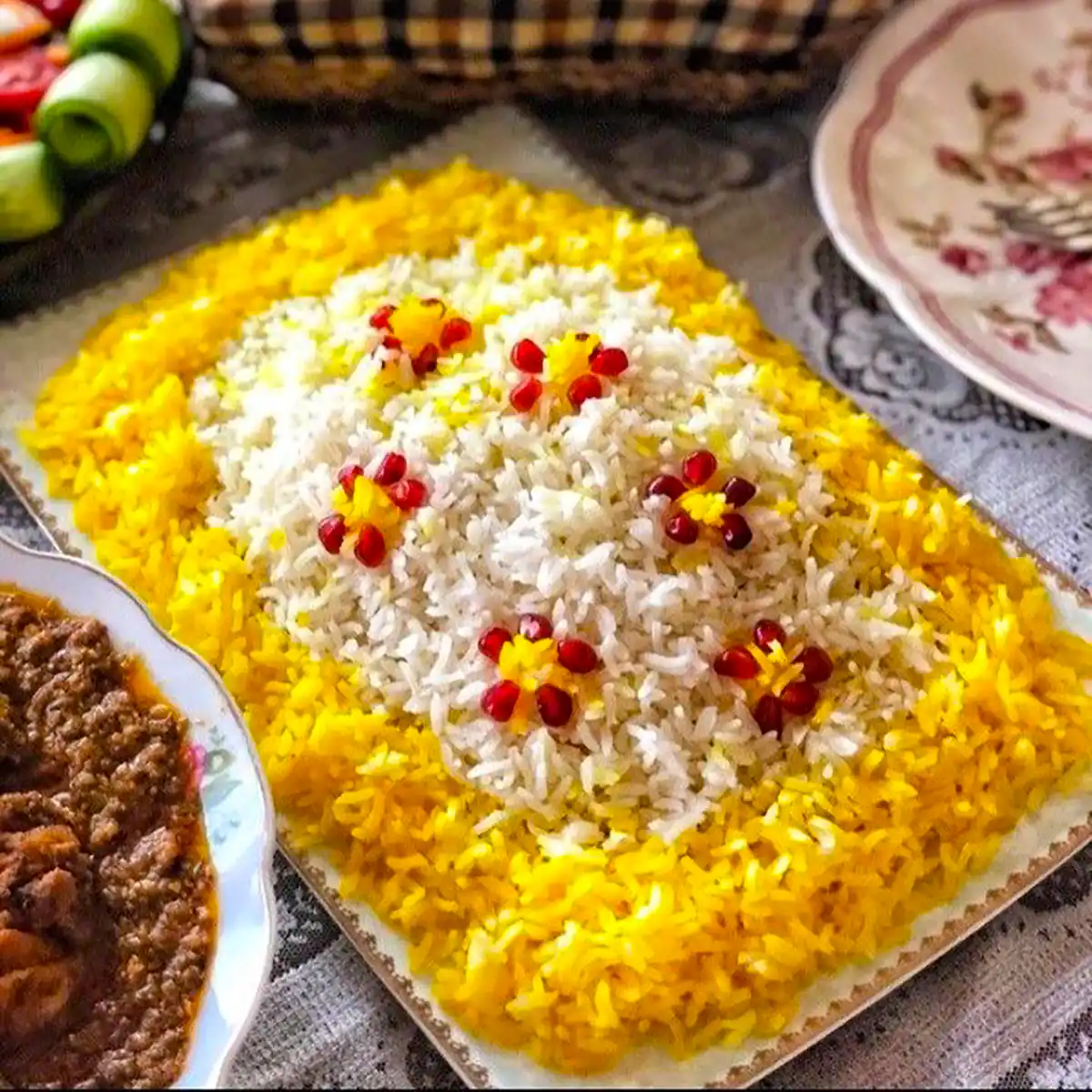 تزئین پلو مجلسی شیک