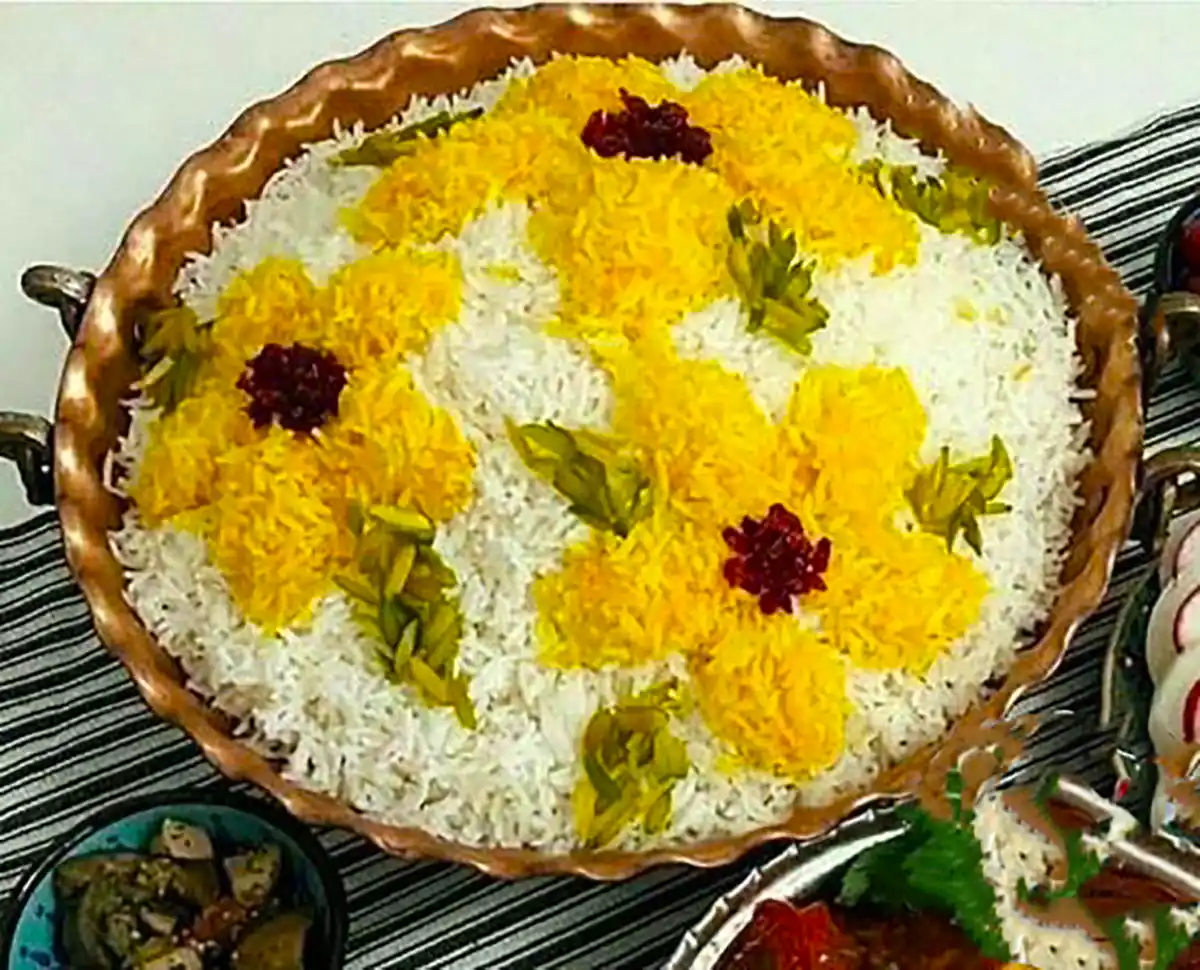 تزئین پلو مجلسی شیک